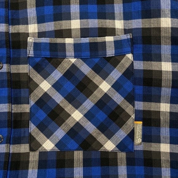 Mountain Hardwear Men's Reversible Snap Button Shirt Plaid/Solid Navy XXL - Picture 8 of 11